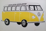 Kleber Ventura, Kombi Amarela, gravura, tiragem 10/35, 35x50cm, sem moldura