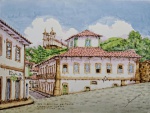 Joel Firmino do Amaral, Casa dos Contos, aquarela sobre papel, 31x41cm, sem moldura
