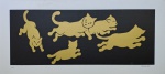 Fang, Gato Dourado, gravura, tiragem 13/50, 23x50cm, sem moldura, necessita de limpeza