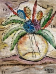 Burle Marx, óleo sobre juta, 40 X 30 cm, assinado no canto inferior direito
