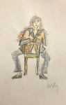 Wsley, crayon sobre papel, 31 X 25 cm, assinado no canto inferior direito