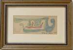 Burle Marx, nanquim e crayon sobre cartão, 10 X 18 cm, assinado e datado no canto inferior direito