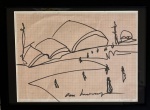 Oscar Niemeyer, caneta esferográfica sobre papel, 27 X 36 cm, assinado no canto inferior direito