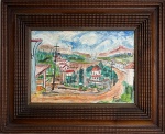 Guignard, óleo sobre tela, 27 X  39 cm, com moldura Kaminagai, assinado no canto inferior direito, obra com documento