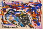 Ibere Camargo, tempera sobre papel, 22 X 32 cm, assinado no canto inferior esquerdo