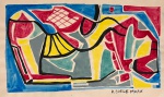 Burle Marx,  aquarela sobre papel, 17 X 30 cm, assinado no canto inferior direito