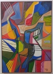 Burle Marx, óleo sobre tela,  150 X 90 cm, assinado no canto inferior direito