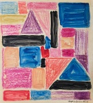 Maria Leontina, crayon sobre cartão, 32 X 30 cm, assinado no canto inferior direito