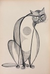 Aldemir Martins, gato, gravura, 37 X 54 cm, assinado no chapa no canto inferior esquerdo