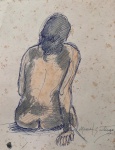 Manoel Santiago, nanquim e aquarela sobre papel, 20 X 16 cm, assinado no canto inferior direito