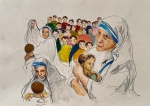 Anasor, Madre Tereza, aquarela sobre cartão, 20 X 30 cm, assinado no verso