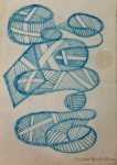 Burle Marx, caneta esferográfica sobre papel, 30 X 31 cm, assinado no canto inferior direito