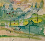 Guignard, aquarela sobre papel, 26 X 27 cm, assinado no canto inferior direito, obra com documento