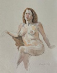Carlos Leão, aquarela sobre cartão, 30 X 24 cm, assinado no canto inferior direito