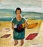 Pancetti, lavadeira, guache sobre papel, 25 X 25 cm, assinado no canto inferior direito