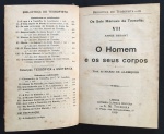 livro - O Homem e os seus corpos - Annie Besant - Mario de Alemquer (tradução) - Biblioteca do Teosofista IX - Os Sete Manuais da Teosofia VII -  Livraria Clássica Editora - 1919 - 156 p. - encadernação antiga com dorso em couro - miolo amarelado - (17,5x11,5)cm.