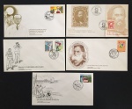 filatelia - lote com 5 Envelopes de Primeiro Dia de Circulação - em bom estado de conservação - (10x19) cm.