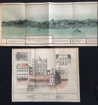 litografia - conjunto de 2 desenhos de Luís dos Santos Vilhena - `Prospecto que pella parte do mar faz a cidade da Bahia situada na costa do Brasil - 1801` e `Prospecto que faz para o mar a Sé Cathedral da cidade do Salvador`  - em bom estado de conservação - (22,8x140)cm. e (28x35,5)cm.