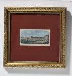 gravura - "Casa de Correcção na Cidade de São Paulo, Imperio do Brasil", rara gravura aquarelada, canto inferior esq. "N. da S." e canto inferior dir. " Pedrozo", enquadrada, medida da mancha (16 X 9)cm.