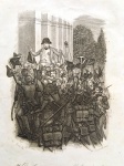 gravura - Napoleone portato sulle braccia da soldati rientrando alle Tuilleries (Parigi, 20 Marzo 1815) - Focosi. dis. - Buccinelli incise.. -  pertencente a obra "Vita, Politica e Privata de Napoleone" di Giacomo Lombroso - 1852 - imagem (12x9,5)cm. - folha (24,4x15,5)cm. - papel com marcas do tempo.