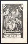 gravura - Elizabeth Reyne D'Angletterre -  publicado no livro "La Vie d'Elizabeth Reine d'Angleterre" - Gregorie Leti - published by Henri Desbordes, Amsterdam, 1694 - imagem (12,5x7,5)cm. - folha (16x10)cm. - papel levemente amarelado.
