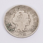NUMISMÁTICA, Brasil, República, uma (1) moeda de 2000 reis 1912, anel de estrelas ligadas, cunhada em prata, peso 20 gramas, BC/MBC, circulada, vide foto.