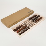 DIVERSOS, seis (6) espetos para fondue, marca FORMA (Metalúrgica Forma Ltda., Rua Coronel Camisão 344, Caxias do Sul, RS), confeccionadas em aço com cabo em madeira, medindo 25,5 cm comprimento, acondicionados na caixa original e sem uso, ideal para presente, vide foto.
