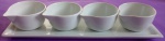 Jogo de molheira branca em porcelana Petites Casseroles da cozinha francesa com suporte retangular com pequeno bicado conf. Foto medindo 29x9,5 e 8x4x4 cm
