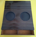 Porta controle e copos para sofá em madeira mdf meindo 38x29x14cm