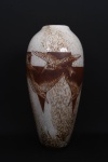 FRANÇOIS-THÉODORE LEGRAS - Belíssimo vaso cilíndrico Art déco em pasta de vidro francesa com decoraç