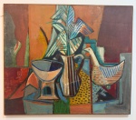 BURLE MARX, Roberto -  Sem título. Óleo sobre tela. Assinado no canto inferior direito e datado 1949