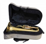 ANTIGO TROMBONE DE PISTO MARCA STANFORD SME500LA EM SUA CASE  ORIGINAL. MEDINDO 40 X 30 X 63 CM