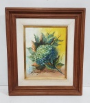 MARIA AUGUSTA - ANTIGO QUADRO ÓLEO SOBRE TELA. "HORTÊNSIA". MEDINDO A MOLDURA 41 X 36 CM