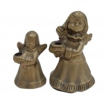 LOTE COM DOIS ANJOS INCENSÓRIOS EM BRONZE. MEDINDO O MAIOR 8.5 X 5 X 5 CM E O MENOR 6 X 3.5  X 3.5 CM