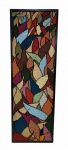 ANTIGA TAPEÇARIA COM DECORAÇÃO ABSTRATA. EMOLDURADO. MEDINDO A MOLDURA 28.5 X 26 CM