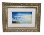 AUTOR NÃO IDENTIFICADO - ANTIGO QUADRO ÓLEO SOBRE EUCATEX " MARINHA " , RICAMENTE EMOLDURADO. ASSINADO NO CIE, MEDINDO 28 X 36 CM