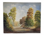 FIORAVANTE - ANTIGO QUADRO ÓLEO SOBRE TELA "PAISAGEM " ASSINADO E DATADO . MEDINDO 38 X 46 CM. NÃO TEM MOLDURA