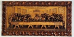 RELIGIÃO - Quadro Santa Ceia em madeira esculpida, entalhada pintada - 52x102x06 cm.
