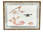 Reprodução - pintura s/ papel 32x45 cm - emoldurado moldura em madeira pintada, paspatur e vidro 45x57 cm - com pontos amarelados pela ação do tempo.