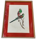 NORMA JOHANSEN - Pintura s/ papel  47x31cm - emoldurado moldura em madeira pintada, paspatur e vidro 63x47 cm - acid 1958 - com pontos amarelados pela ação do tempo.
