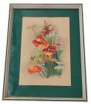 NORMA JOHANSEN - Pintura s/ papel  33x23 cm - emoldurado em moldura em madeira pintada, paspatur e vidro 47x37 cm - acid 1954 - com pontos amarelados pela ação do tempo.