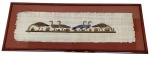 AUTOR NÃO IDENTIFICADO - Pintura s/ papiro egípcio 26x94 cm - emoldurado com GRANDE moldura de madeira pintada, paspatur e vidro 44x110 cm - acie - com leves amarelados pela ação do tempo.
