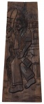 Decorativo de parede em madeira esculpida e entalhada - 71x23 cm - com fenda natural.