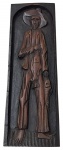 Decorativo de parede em madeira esculpida e entalhada - 60x20 cm.
