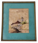 AUTOR NÃO IDENTIFICADO - Pintura s/ papel  17x14 cm - emoldurado em moldura em madeira com paspatur e vidro 27x23 cm - com amarelados pela ação do tempo.