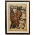 MARIA BONAMI  (Meina, Itália, 1935 -Composição. Litografia. Ass. e datado 78. 44 x 30 cm (MI). 54 x 41 cm (ME). Gravadora, escultora, pintora, muralista, curadora, figurinista, cenógrafa, professora. É um dos mais destacados nomes das artes visuais brasileiras.