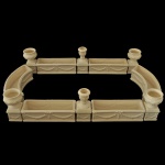 Jardinière em cerâmica de estilo neoclássico. Manufatura Paris Royal, reconhecida pela coroa sobre espadas cruzadas. Tradicionalmente utilizados como centros de mesa aristocráticos, esses vasos modulares (compostos por seções retas e curvas) servem para criar arranjos florais baixos ao longo de mesas de jantar formais. 11 x 58 x 34 cm.
