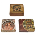 Lote constando de 3 conjuntos de porta copos, com temas diferentes. 11 x 11 cm / 10 x 10 cm e 9 x 9 cm.