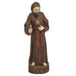 Imagem de São Francisco de Assis em madeira recuperada com acabamento estilizado. 31 x 12 x 8 cm.