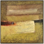 FERNANDO M. VELLOSO (Belo Horizonte, MG, 1951). Óleo s/ madeira. Ass e datado Julho 86, dedicatória no verso. 104 x 104 cm. Pintor, desenhista, escultor e cenógrafo